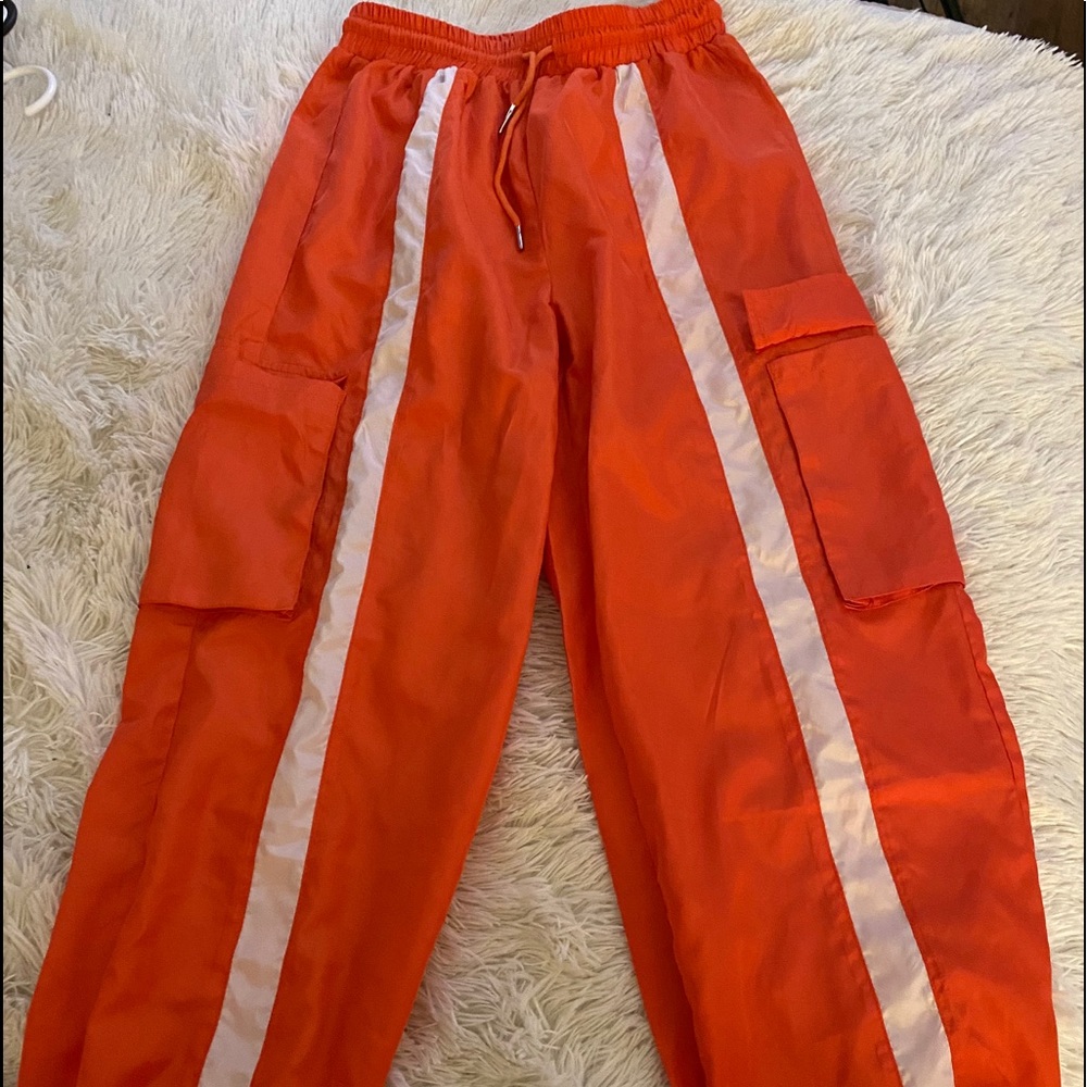 Neon orange / reflective joggers